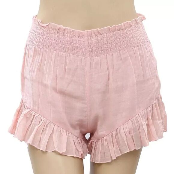 Free People Fp One Namaste Sleep Shorts Ruffle Pink Boho Beach Cotton XS 277393 - Picture 3 of 7
